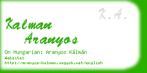 kalman aranyos business card